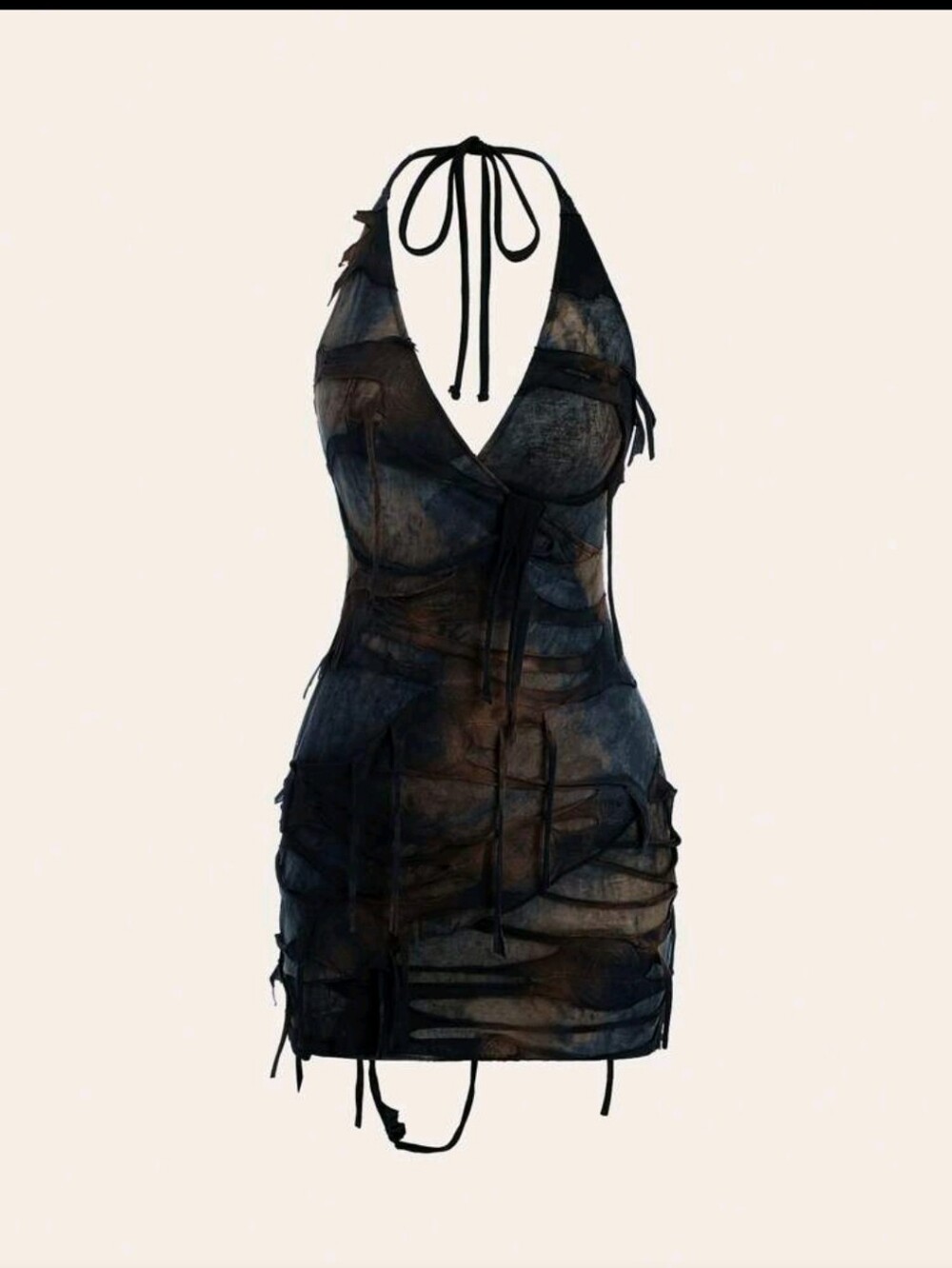 Sexy Black and Brown Halter Dress